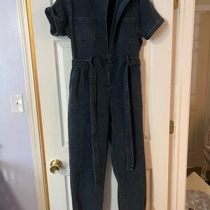 Black denim jumpsuit